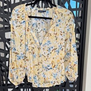 Vineyard Vines Yellow and Blue Floral Blouse
